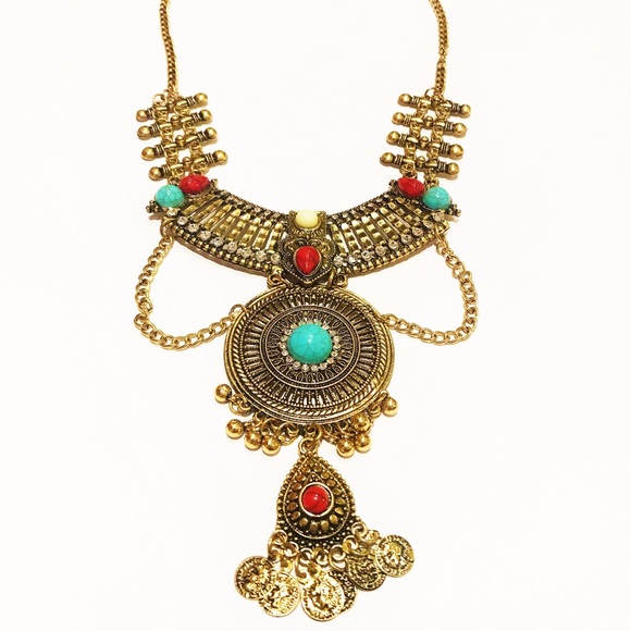 Golden Linings Jewelry - Boho festival style statement necklace
